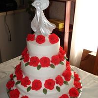 My 1St Wedding Cake This wedding cake was for a friend who planned her wedding in a week...her fiance was going back to where he was stationed in the military...