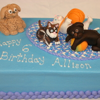 Puppy And Kitten Cake Allison wanted puppies and kittens for her cake, and her favorite colors are light blue and purple. I piped a braided rug for the top of...