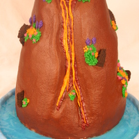 Volcano Cake Luau Theme Chocolate pound cake and chocolate icing with buttercream flowers and cake pieces for accents. This cake erupted at the party. This was...