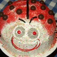 Neva's Ladybug Cake This is a ladybug cake I made for my daughter's 3rd b-day. I used coolwhip as the icing and colored sugar to make it red. I used non-...