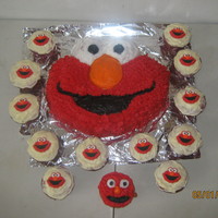 Elmo Bithday Cake ELMO cake and cupcakes for my nephews 3rd Birthday