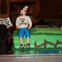 Over The Hill At 40, Meet The Grim Reaper My friend's B-Day cake. He's turning 40 and wanted a cake that poked fun at his age. I made a butter cream icing cake with...