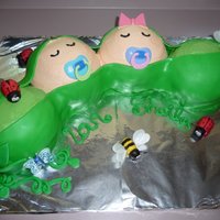 Baby Sweat Peas In A Pod Christening Cake My friend had twins and was having a Christening and wanted me to make her two peas in a pod for a cake. Chocolate cake with buttercream...