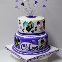 Justin Bieber Birthday Cake 6 & 8" rds with BC finish, fondant accents and edible images. TFL!