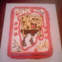 Sponge Bob Cake Sponge bob cake with buttercream icing. Cake is chocolate.