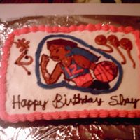 Basketball Theme Frozen Buttercream Transfer cake made for my niece. I am still getting the hang of doing the transfers!!