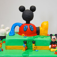 Mickey Mouse Clubhouse My first attempt at doing figures. I still have alot to learn. Clubhouse, hand and foot are RKTs . The rest is fondant/gumpaste. Cake was...