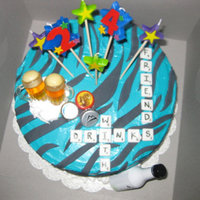 Drinks With Friends Red velvet and chocolate cake with cream cheese whipped icing.