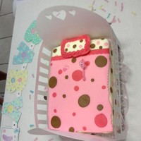 Baby Shower For A Girl Fondant covered cake made to look like a crib. This was my first cake covered in fondant. The fondant is the marshmallow fondant recipe...