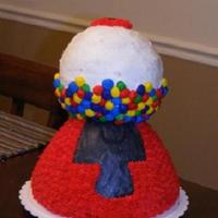 Gumball Machine all buttercream icing, wonder mold for bottom, circle pan for top. This was my 2nd 3D cake, before I learned how to do the viva paper towel...