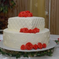 Grandparents 70Th Anniversary Cake First attempt at a somewhat wedding cake. Both tiers are butter recipe cake, with buttercream filling and buttercream icing. Roses are made...