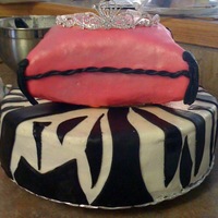 Sweet 16 Pillow Sweet 16 pillow cake with zebra base and real tiara.