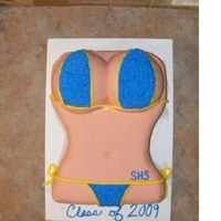 Bikini Graduation Cake School colors for bathing suit, SHS tattoo for school name.