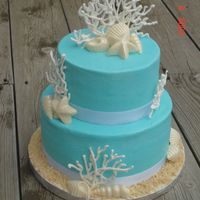 Beach/seashell Cake I made this cake for my mother -in- laws birthday. It is an 8 inch and 6 inch basic butter cake with raspberry filling. Frosted in...