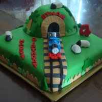 Thomas The Engine Vanilla cake with MMF. Inspired by another CC member.