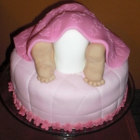 Baby Shower Cake Diapered bum! covered with MMF, diaper and feet made with MMF