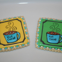 Hot Cocoa Vanilla sugar cookie with royal icing.