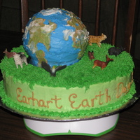Earth Day Cake These are vanilla cakes with buttercream icing.