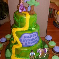 Rapunzel/tangled The client sent me a pic to follow. Pam Coley The bottom and top layers are yellow/butter cakes with strawberry filling and the center tier...