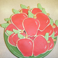 Apples For The Grandkids First attempt at royal icing on cookies.