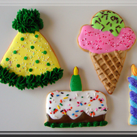 Birthday Cookies These cookies were large. The party hat and the ice cream cone were as big as my hand.