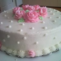 Course 1 Final - Roses And Dots I believe this is the final cake for course 1. Its all been a blur. Buttercream roses, and my first time trying the Viva paper towel trick...