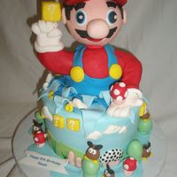 Mario Bros. This Mario Brothers cake was the 1st time using PVC pipe. Head is styro covered in gumpaste, body is pvc pipe covered in RKT & gumpaste...