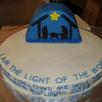 Caleb's Class Cake 3 layers - tinted green, red and brown