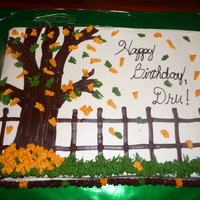 Fall Birthday Sheet cake, fall leaves, all BC... saw this design here on CC, thanks to whomever it was!