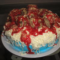 Spaghetti & Meat Ball Cake Made this for my son-in-law in Hawaii. Not too bad considering my limited supplies. Cake was German chocolate with homemade coconut &...