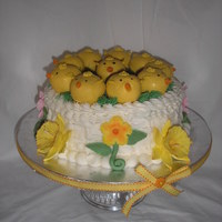 Spring Chicken Cake Cake for Easter dinner. My usual lemonade with raspberry filling topped with buttercream. I got the idea for the chicken pops from...