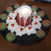 Candle And Wreath This is a candle cake I have been waiting for an excuse to try surrounded by a cupcake wreath. The other green cupcakes were just extras to...
