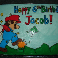 Super Mario Fbct My son wanted a Super Mario Birthday, so I made a frozen buttercream transfer to go with the theme. He went crazy for his cake!