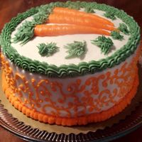 102_2263-1.jpg Carrot Cake I made for us at home.Was a box mix:Duncan Hines Moist Deluxe Decadent Carrot Cake and it was very good. Cream cheese frosting...