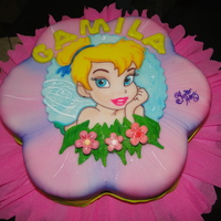 Tinkerbell Flower Airbrushed cake. Handpainted Tink.