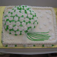 60Th Wedding Anniversary Sheet cake iced with buttercream icing. I added a little ivory coloring to it so the white flowers would stand out. The flowers are all...