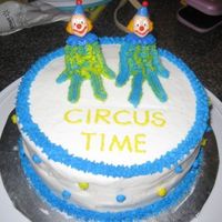 Clown Cake The clowns were so easy do make. They are made of icing with a bought clown head.