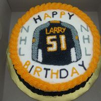 Birthday Cake For A Friend's Dad. Buttercream Icing, Rope border; He was turning 51, so that's what number I made the jersey.