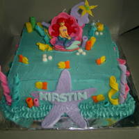 Little Mermaid Cake Chocolate cake with buttercream icing and fondant details