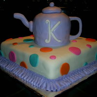 Tea Pot Cake A 10" squared with buttercream and mmf....tea pot is also cake.