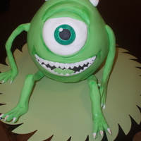 Mike Wazowski The funny guy from Monster Inc. Almond cake with Strawberry Daiquiri filling and MMF cover. This was fast, and fun to make!!!