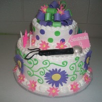Flower Fun With Microphone This cake was made for a 10 year girl for her kerioke (sp?) party.