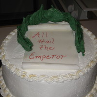All Hail The Emperor My DH boss "The Emperor" of IT. For his 40th birthday they wanted a special cake. This is the 1st time I've designed a cake...