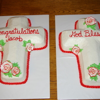 More Confirmation Cakes Using Wilton cross pan / BC frosting w/gumpaste flowers