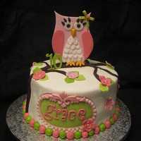Retro Owl Birthday 8" Layers, Buttercream with fondant accents.