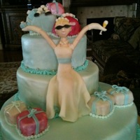 Wedding Shower Cake This was a cake made to match an invitation used for a wedding shower. It is covered in fondant. The handbags and gifts are cakeballs. The...