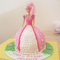 Barbie In Pink Barbie cake for my friend's girl bday. All buttercream, except Barbie tops and accessoriefrom fondant