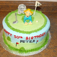 Golf Birthday Cake 50th birthday cake....all butter cream. Figure is modeling chocolate.