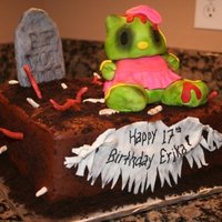 Zombie Hello Kitty Chocolate cake with chocolate buttercream - gumpaste figure and decor