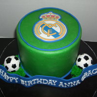 Soccer Birthday This cake was made for an 11 year old girl who loves soccer. The logo is from her favorite soccer club - the Real Madrid soccer club. The...